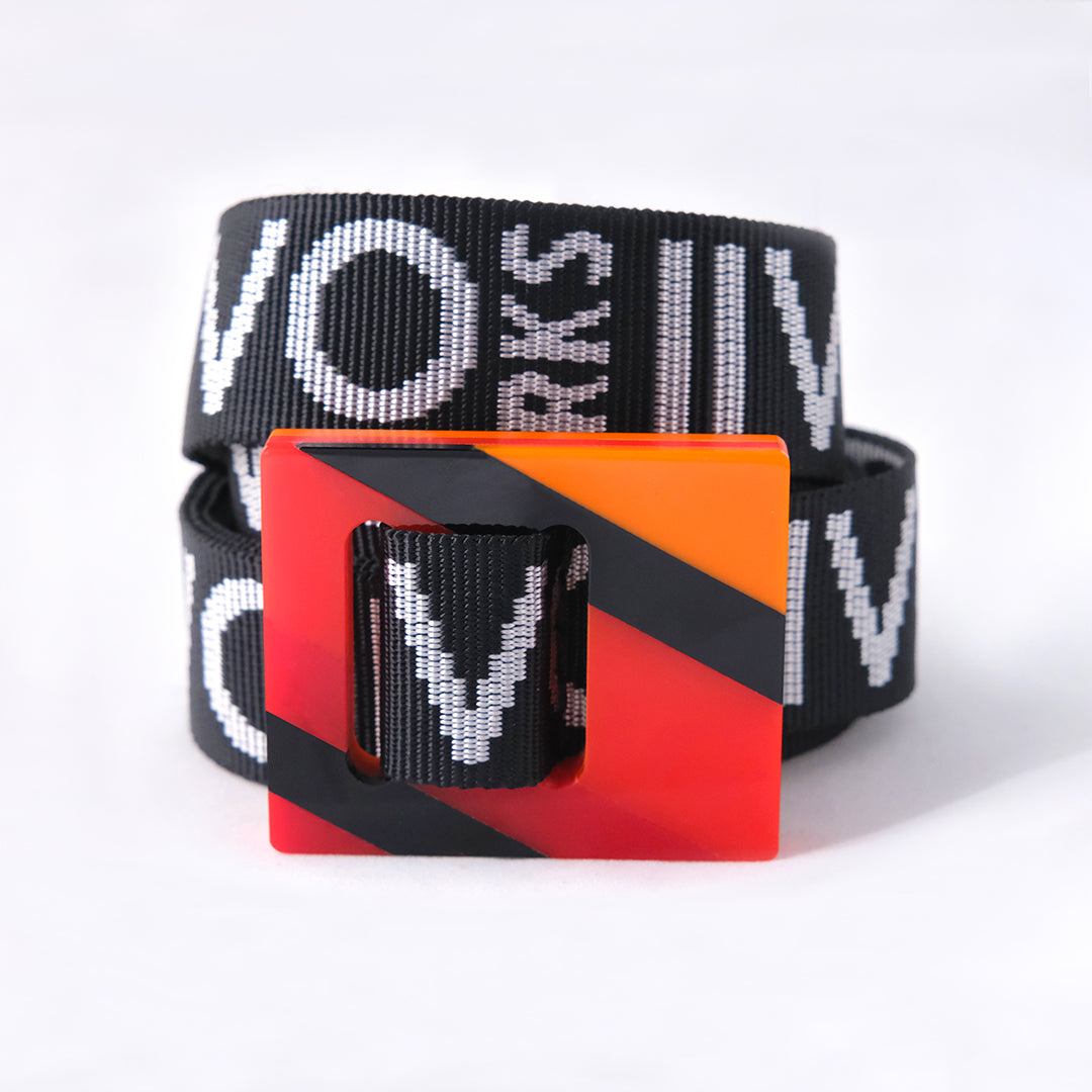 upcycled acrylic plastic belt