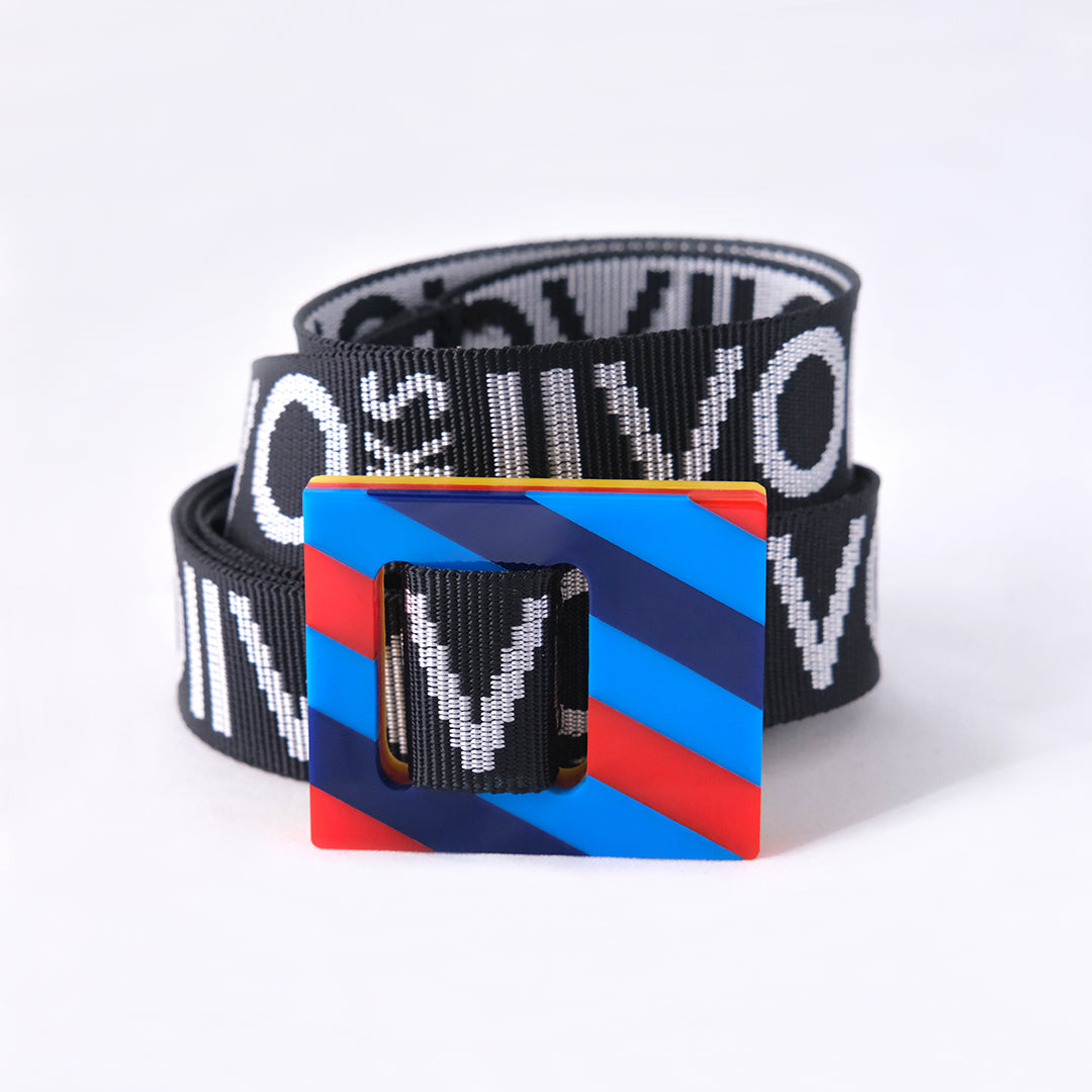 upcycled glossy acrylic plastic belt